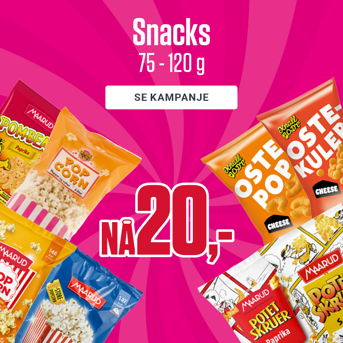 Snacks NÅ 10,-