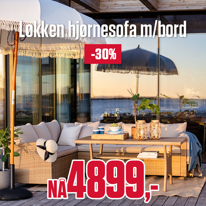 Løkken hjørnesofa m/bord NÅ 4899,-