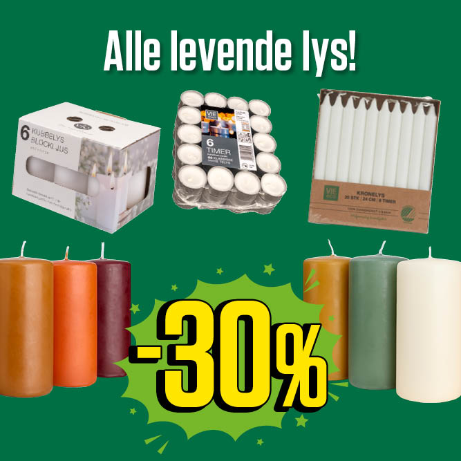 -30% alle levende lys 