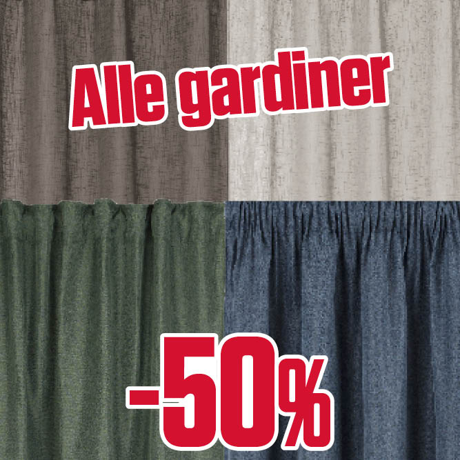 -50 % alle gardiner