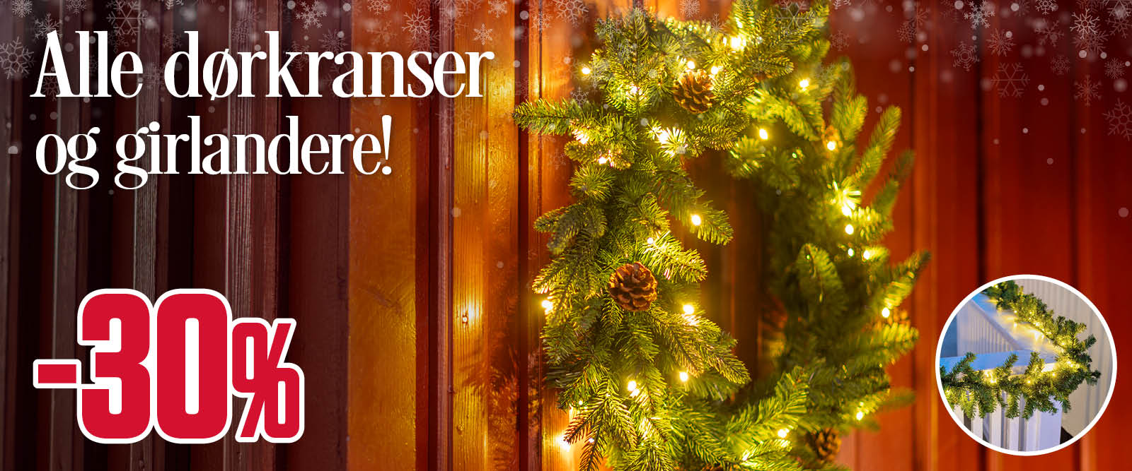 -30% Alle dørkranser og girlandere