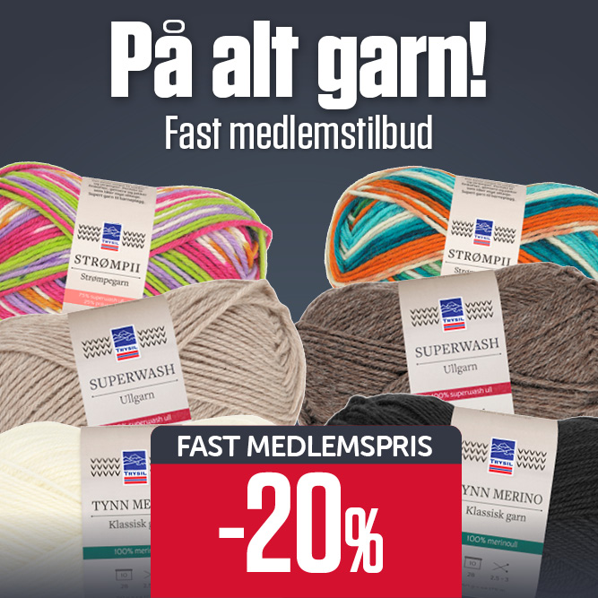 Fast medlemspris –20 % alt garn