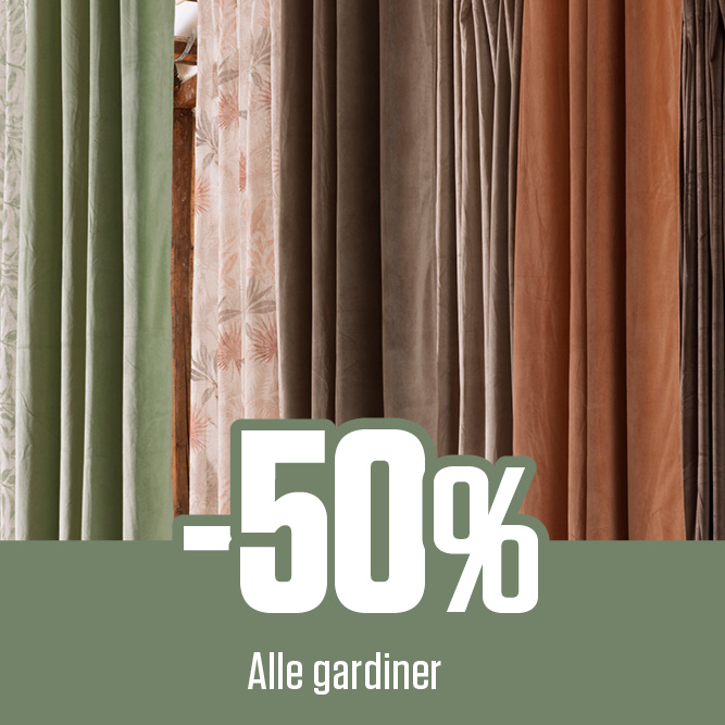-50 % alle gardiner 