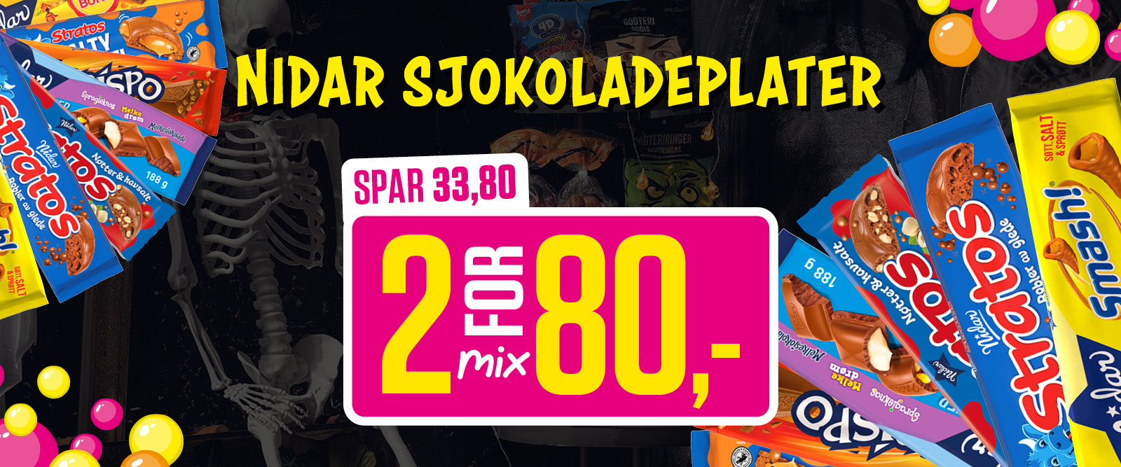 Mix 2 for 80,- Nidar sjokoladeplater 