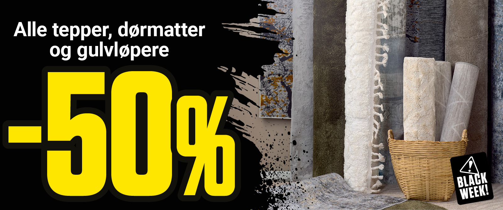 -50 % alle tepper, dørmatter og gulvløpere