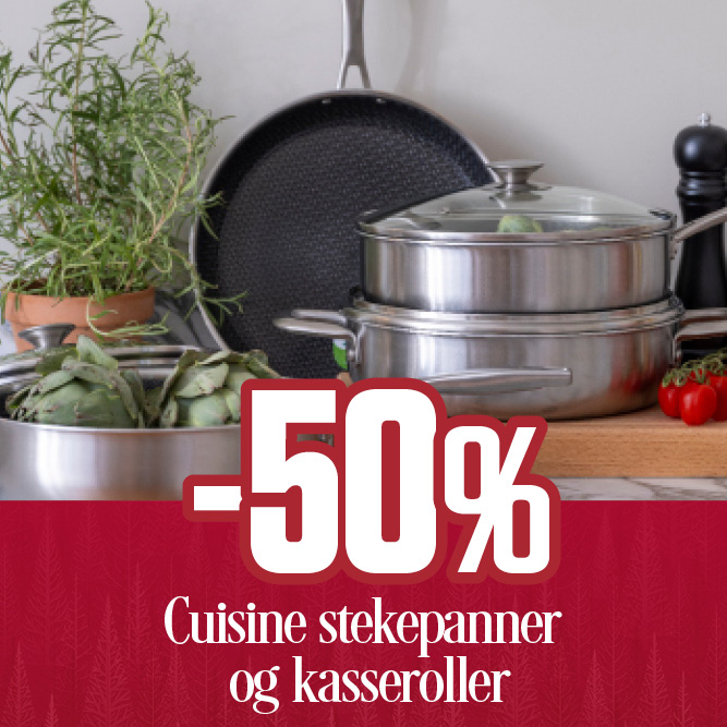 -50 % alle Cuisine stekepanner og kasseroller