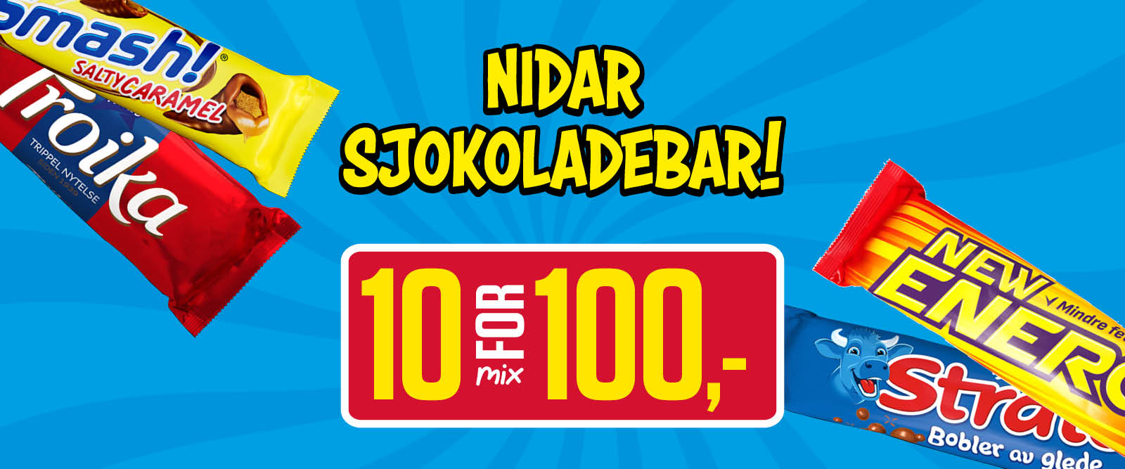 Mix 10 for 100,- Nidar sjokoladebar