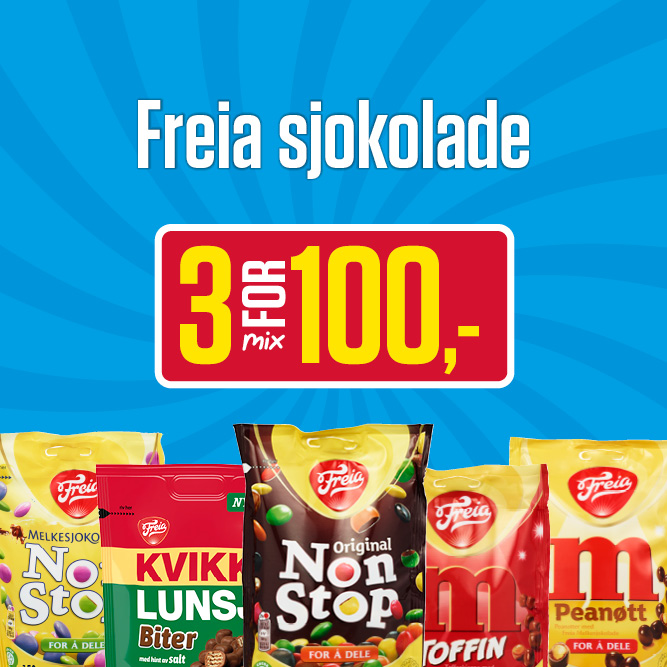 Freia sjokolade 3 for 100,-