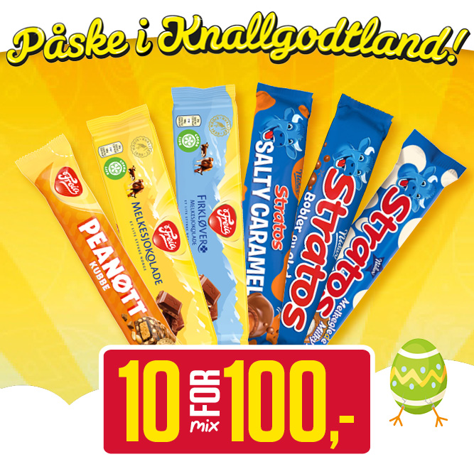 Sjokoladebarer 10 for 100 ,-