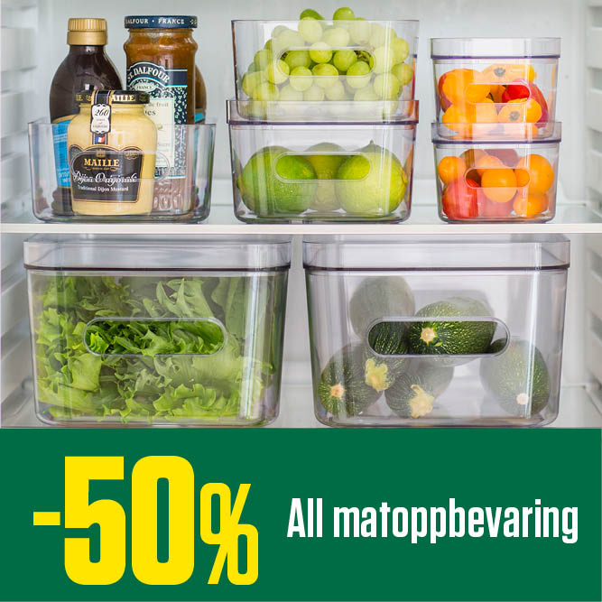 - 50 % All matoppbevaring
