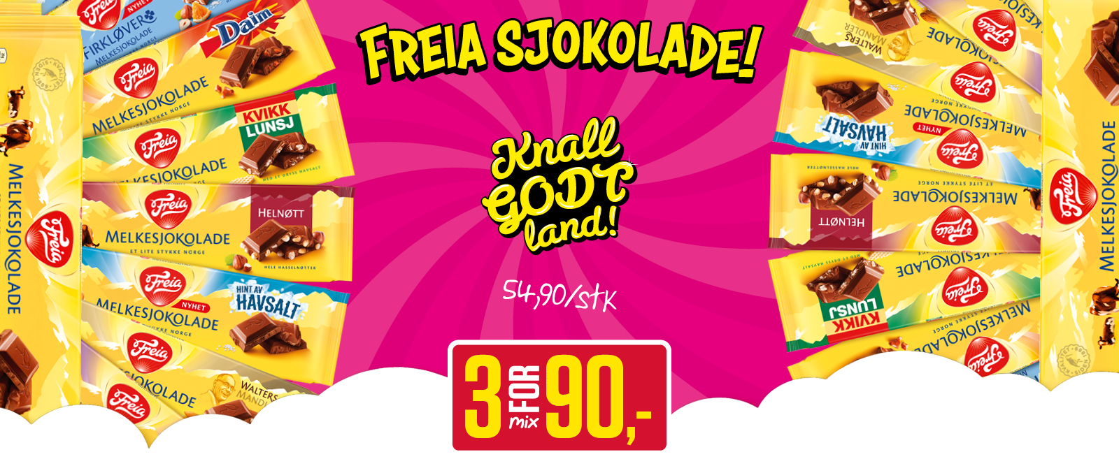 Freia sjokoladeplater 3 for 90,-