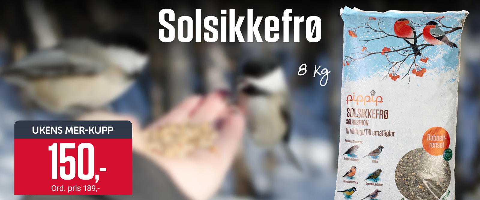 Nå 150,- Solsikkefrø 8 kg